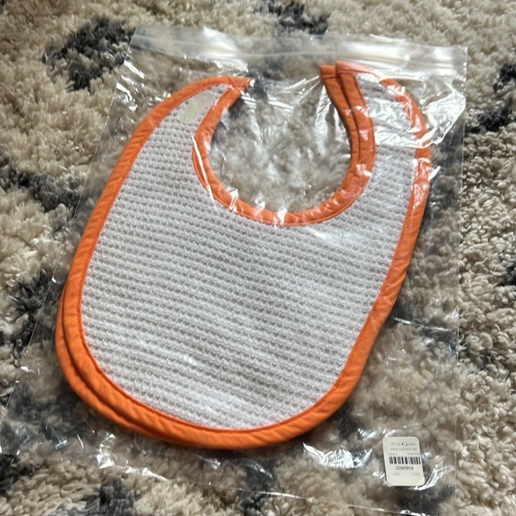 Mark & Graham Waffle Weave Baby Bibs ~Lot of 2 in Package - orange and white - Picture 7 of 14